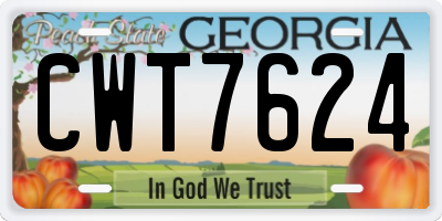 GA license plate CWT7624