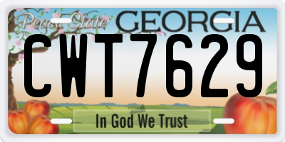 GA license plate CWT7629
