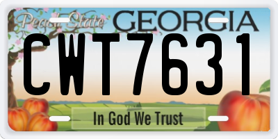 GA license plate CWT7631