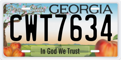 GA license plate CWT7634