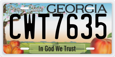 GA license plate CWT7635