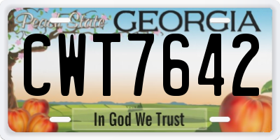 GA license plate CWT7642