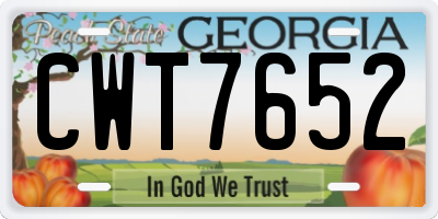 GA license plate CWT7652