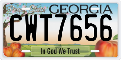 GA license plate CWT7656