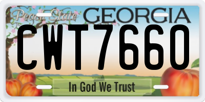 GA license plate CWT7660