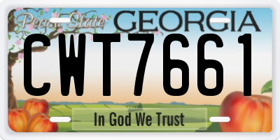GA license plate CWT7661