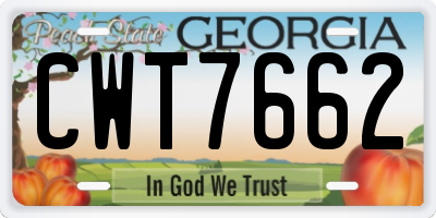 GA license plate CWT7662