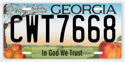 GA license plate CWT7668
