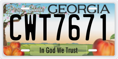 GA license plate CWT7671