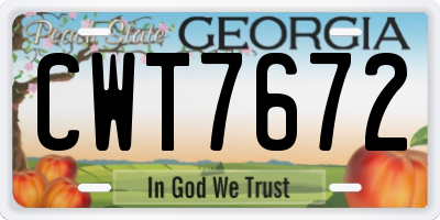 GA license plate CWT7672