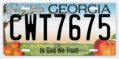 GA license plate CWT7675