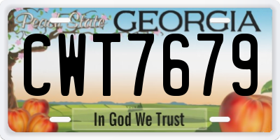 GA license plate CWT7679