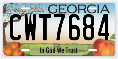 GA license plate CWT7684