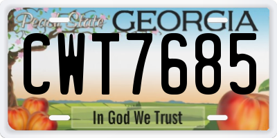 GA license plate CWT7685