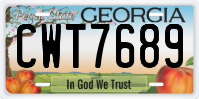GA license plate CWT7689
