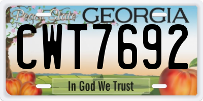 GA license plate CWT7692