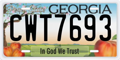GA license plate CWT7693