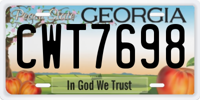GA license plate CWT7698