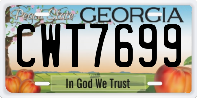 GA license plate CWT7699