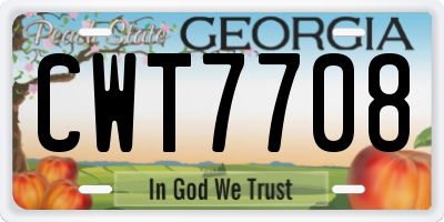 GA license plate CWT7708
