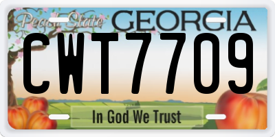 GA license plate CWT7709