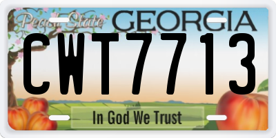 GA license plate CWT7713