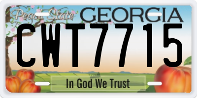 GA license plate CWT7715