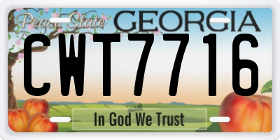GA license plate CWT7716