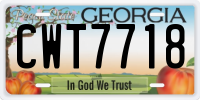 GA license plate CWT7718