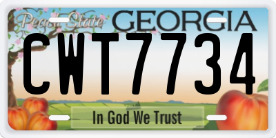 GA license plate CWT7734