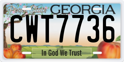 GA license plate CWT7736