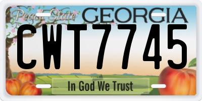 GA license plate CWT7745