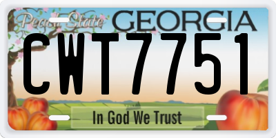 GA license plate CWT7751