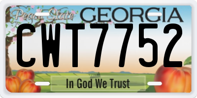 GA license plate CWT7752