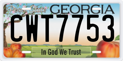 GA license plate CWT7753