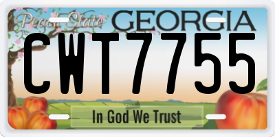 GA license plate CWT7755