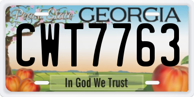 GA license plate CWT7763