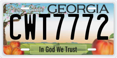 GA license plate CWT7772
