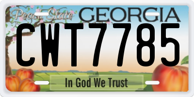 GA license plate CWT7785