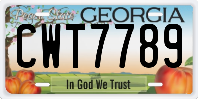GA license plate CWT7789
