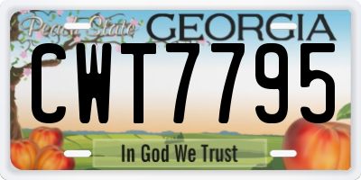 GA license plate CWT7795