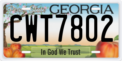 GA license plate CWT7802