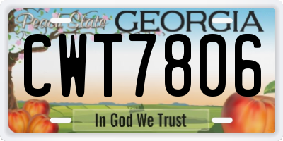 GA license plate CWT7806