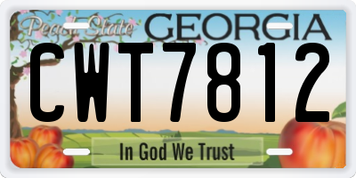 GA license plate CWT7812