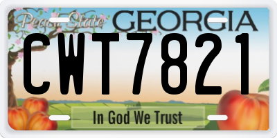 GA license plate CWT7821