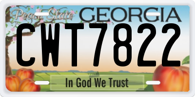 GA license plate CWT7822