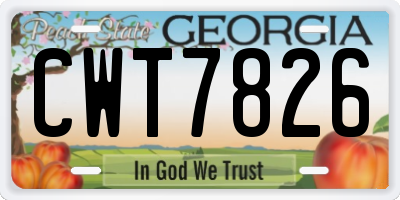 GA license plate CWT7826