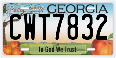 GA license plate CWT7832