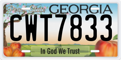 GA license plate CWT7833