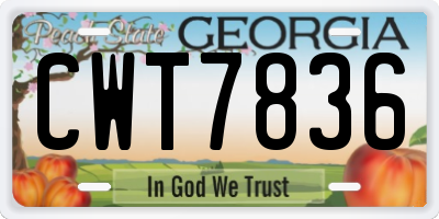 GA license plate CWT7836
